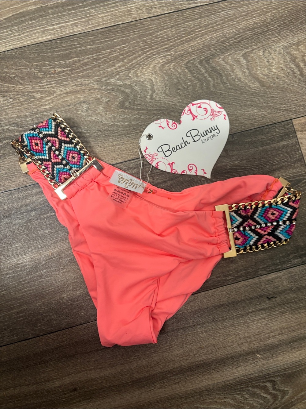 Beach Bunny Coral One-Piece with Multicolor Beaded Straps
